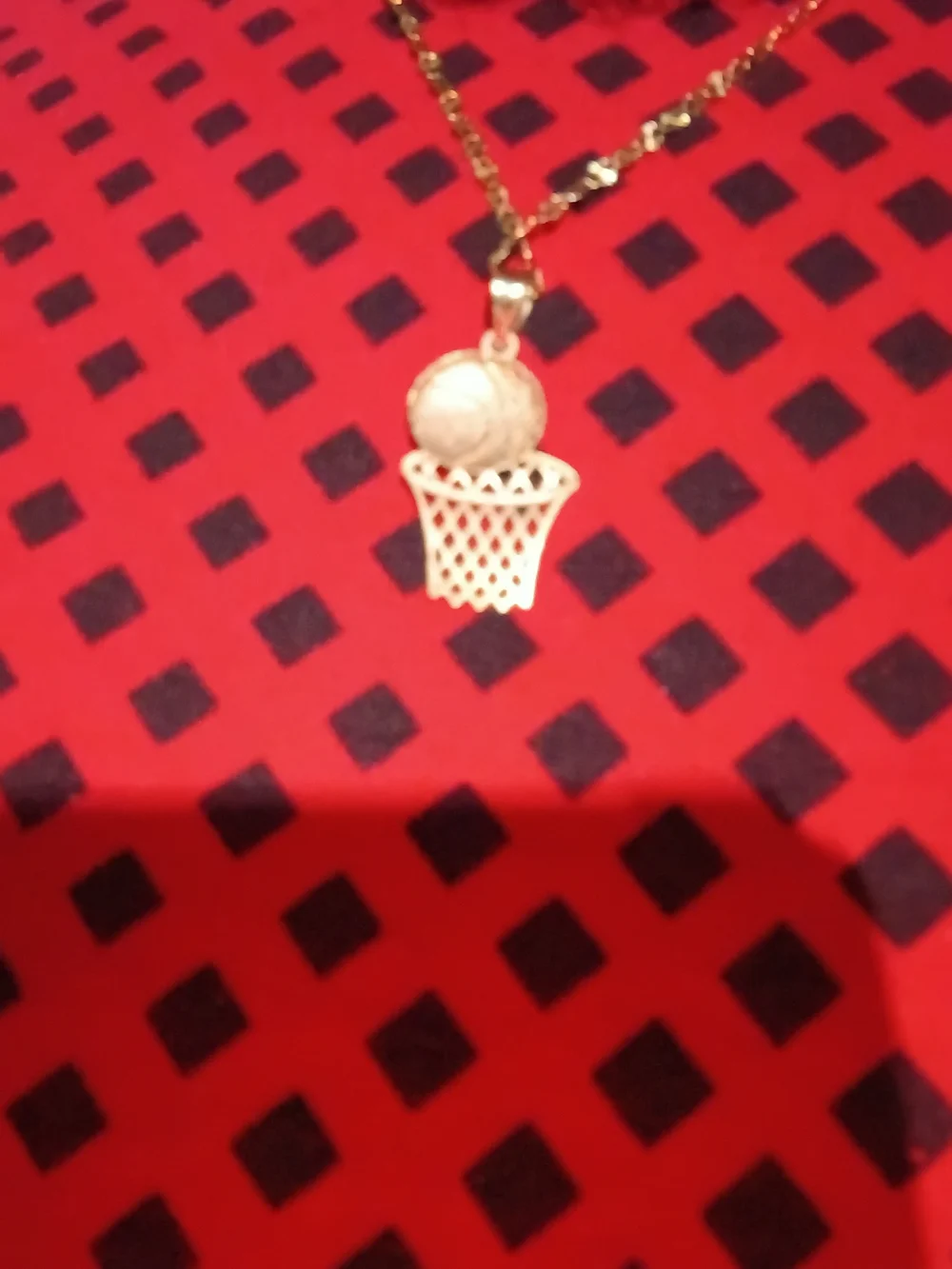 14kt 14k Gold Basketball Hoop And Basketball Pendant Necklace Pendant
